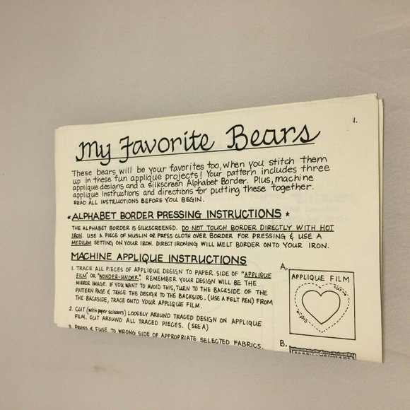 Vintage My Favorite Bears Mums The Word Sewing Pattern Craft Teddy Stuffed Toy - Picture 4 of 4
